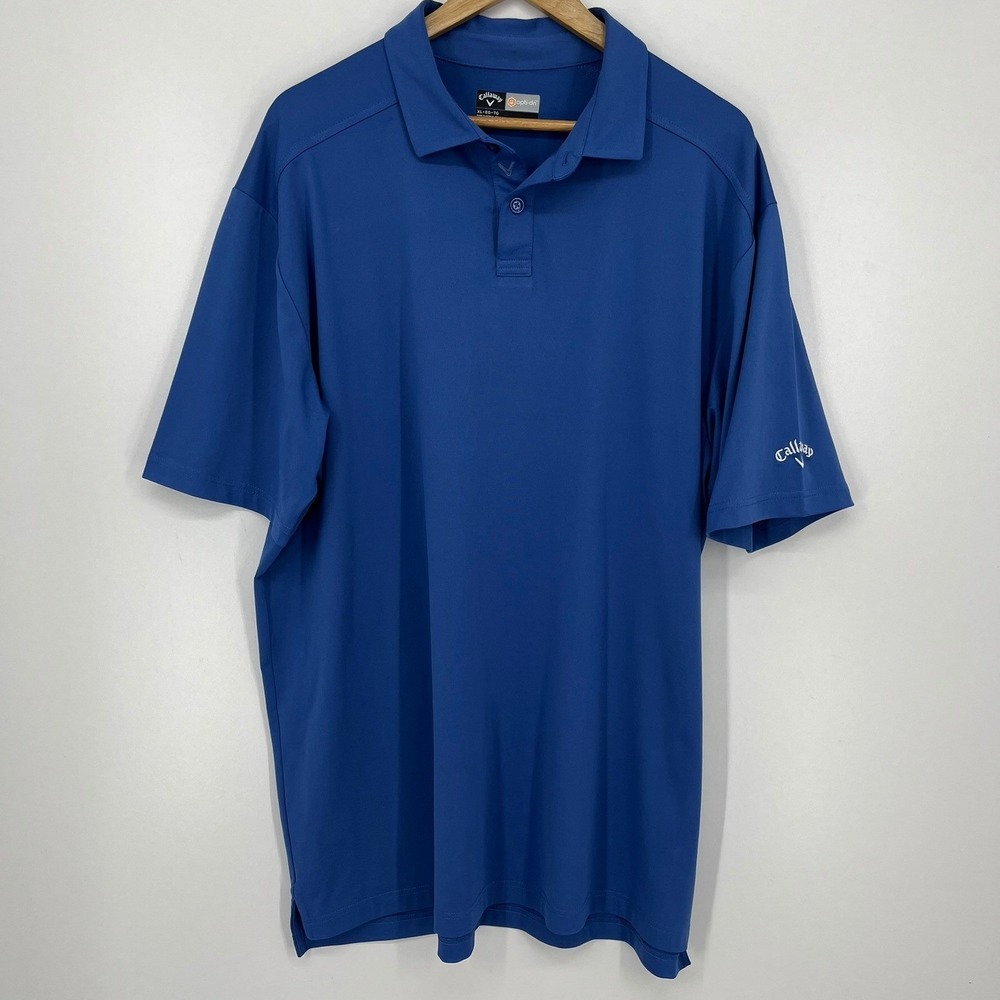 Callaway Opti-Dri Mens XL Blue Performance Short Sleeve Golf Polo Shirt